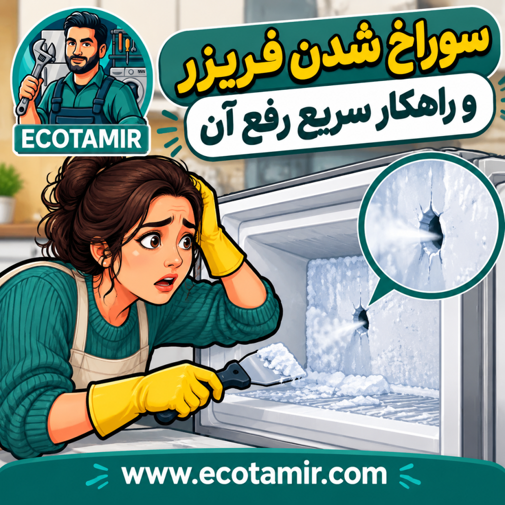 سوراخ شدن فریزر با چاقو